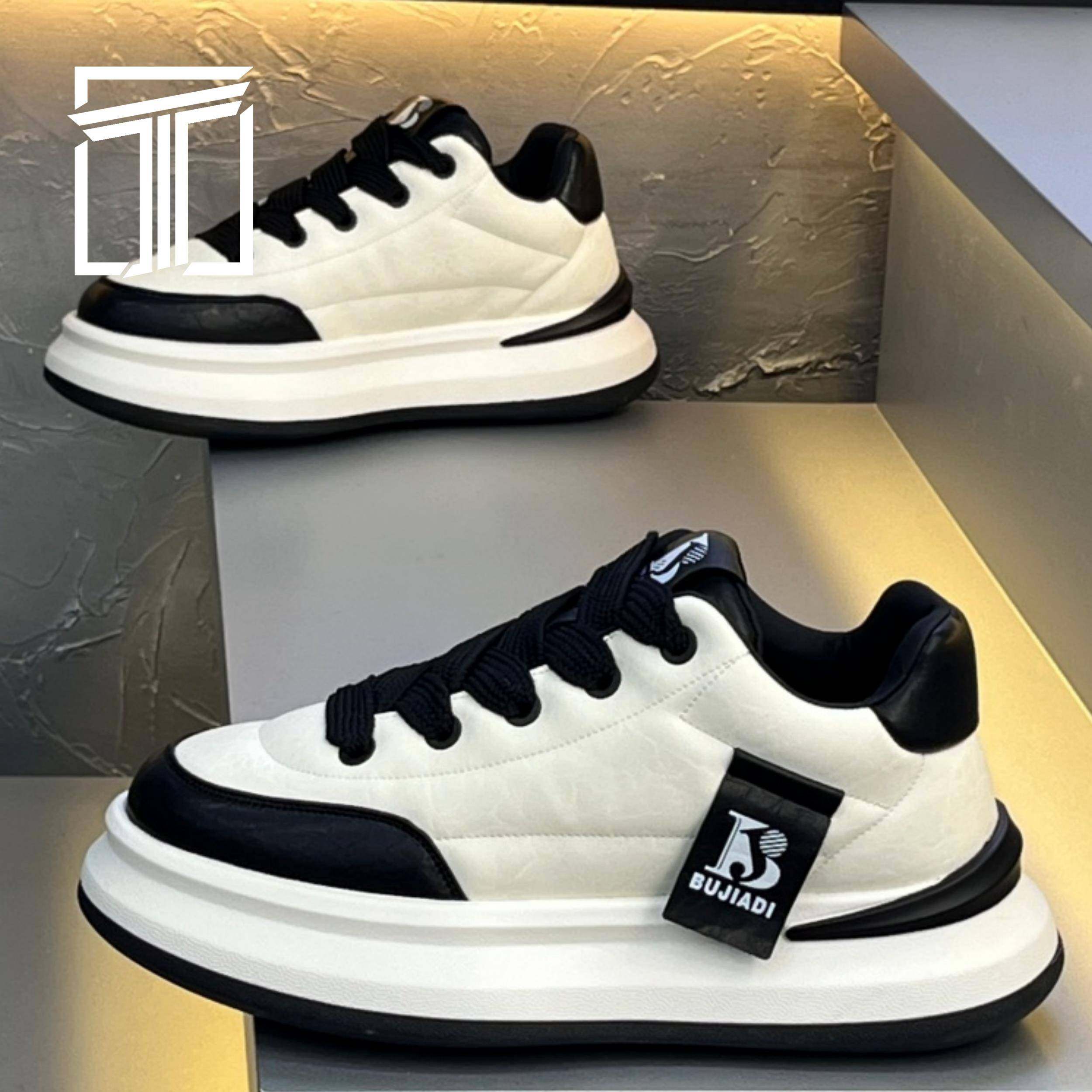 香港ITUN7G冬季新款男鞋低帮简约百搭面包鞋皮面厚底增高休闲鞋子