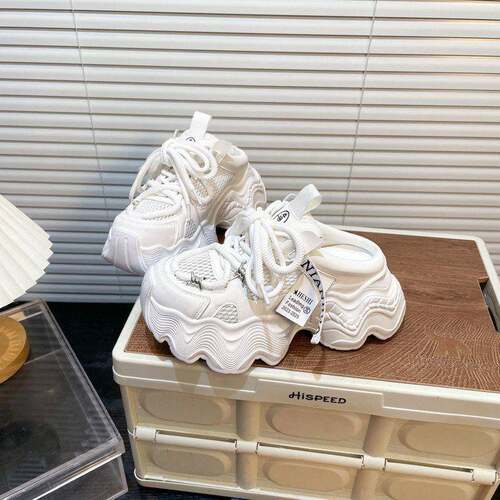 潮牌波浪厚底增高无后跟老爹鞋女百搭休闲运动做旧包头半拖鞋外穿