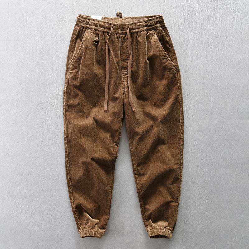 GM新潮~覆古新风潮！灯芯绒男裤港风百搭休闲裤宽松抽绳束口裤子