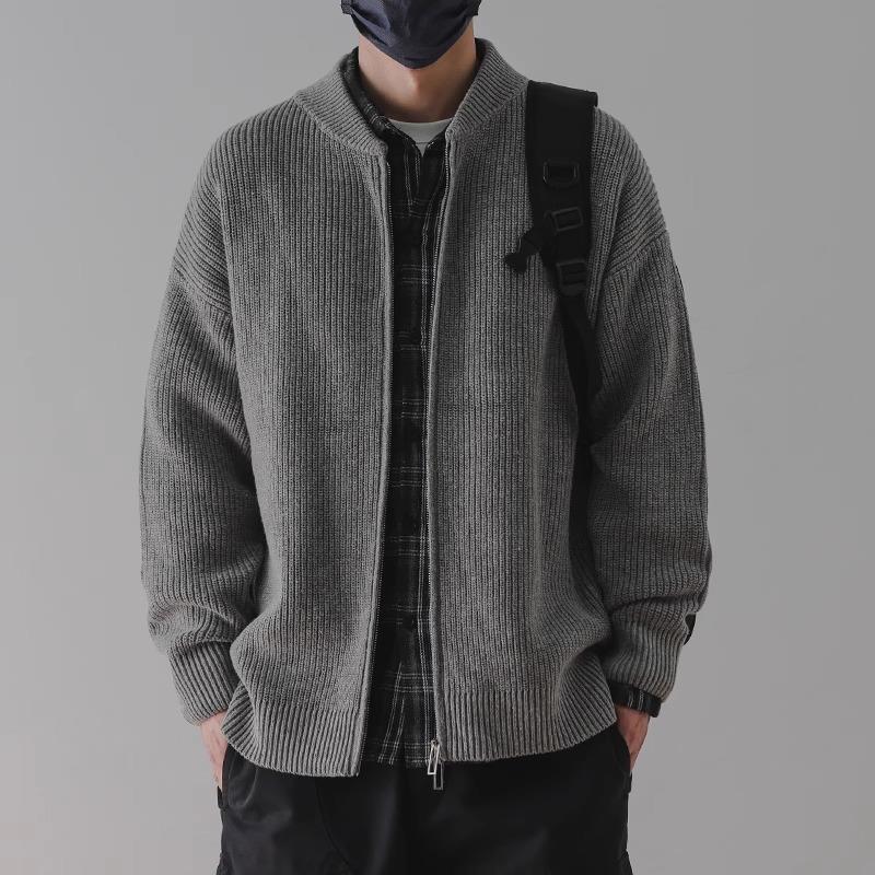 潮牌it neith BIAS开衫毛衣男秋冬季复古宽松外套慵懒针织衫加厚