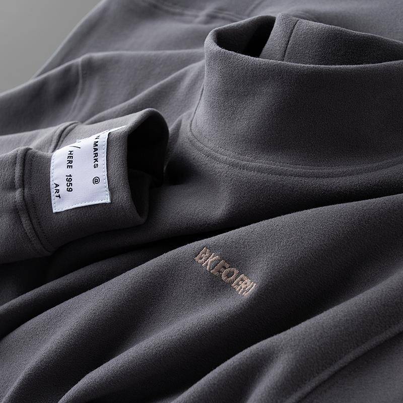 MAROLIO~让你帅出新高度！轻奢级半高领法兰绒打底衫男士长袖t恤