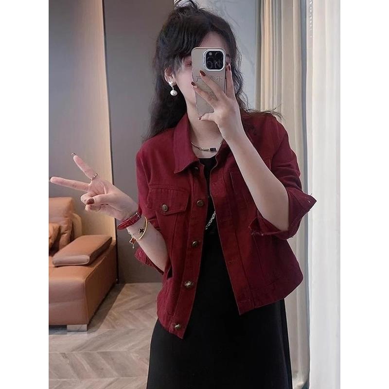 香港TIMO纯棉休闲短外套女秋季小个子洋气宽松大码夹克设计感上衣