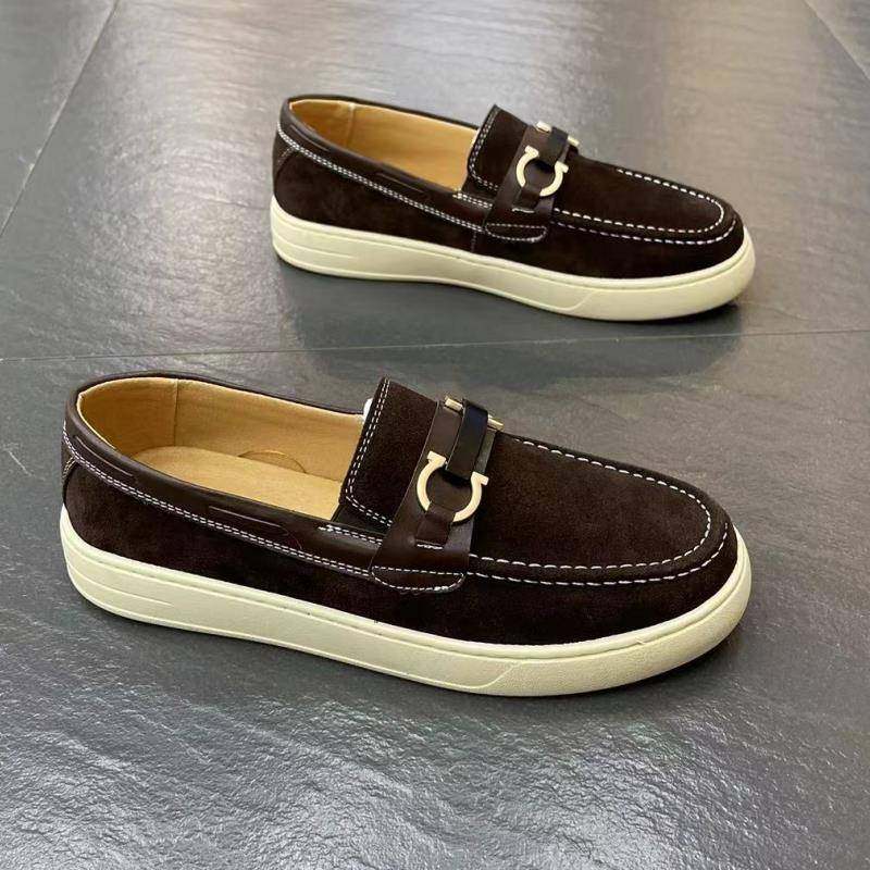 Ocnltiy韩版低帮休闲一脚蹬板鞋男2024春秋新款软底真皮懒人鞋男