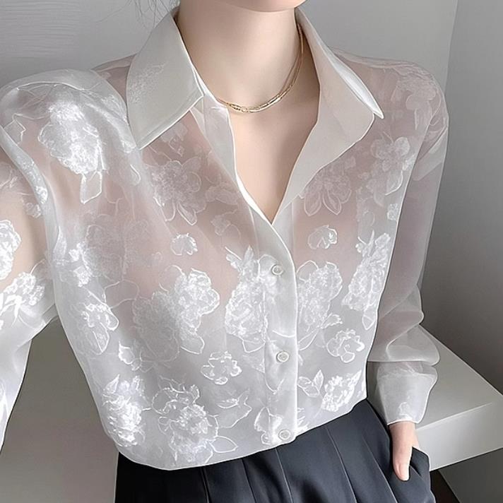 轻奢高端白色衬衫女2025年春秋季新款高级感气质职业内搭衬衣上衣