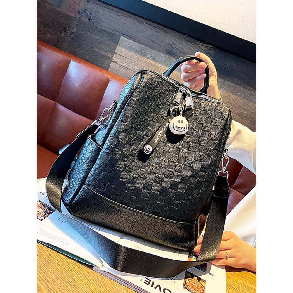 香港免税代购格纹双肩包女包潮流高级感大学生休闲百搭旅行单肩包