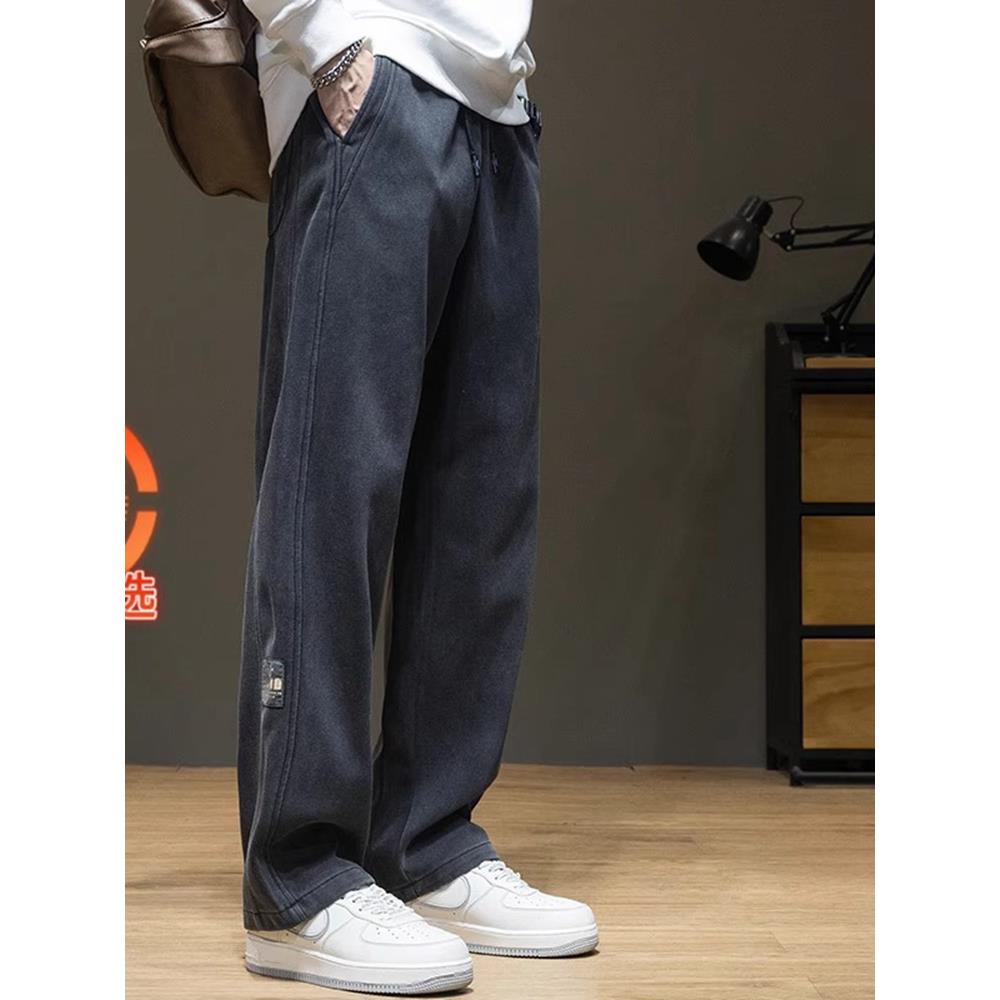 时尚品牌它没有偏见秋冬天鹅绒运动裤男士直宽松大码休闲长裤在多