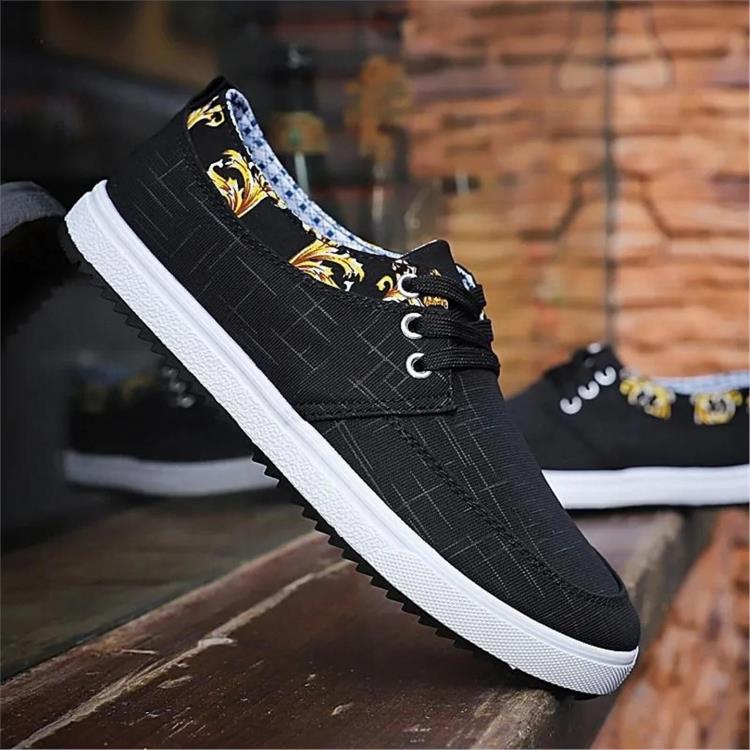 潮牌新款男士帆布鞋韩版潮流时尚休闲板鞋透气感轻便防滑耐磨布鞋