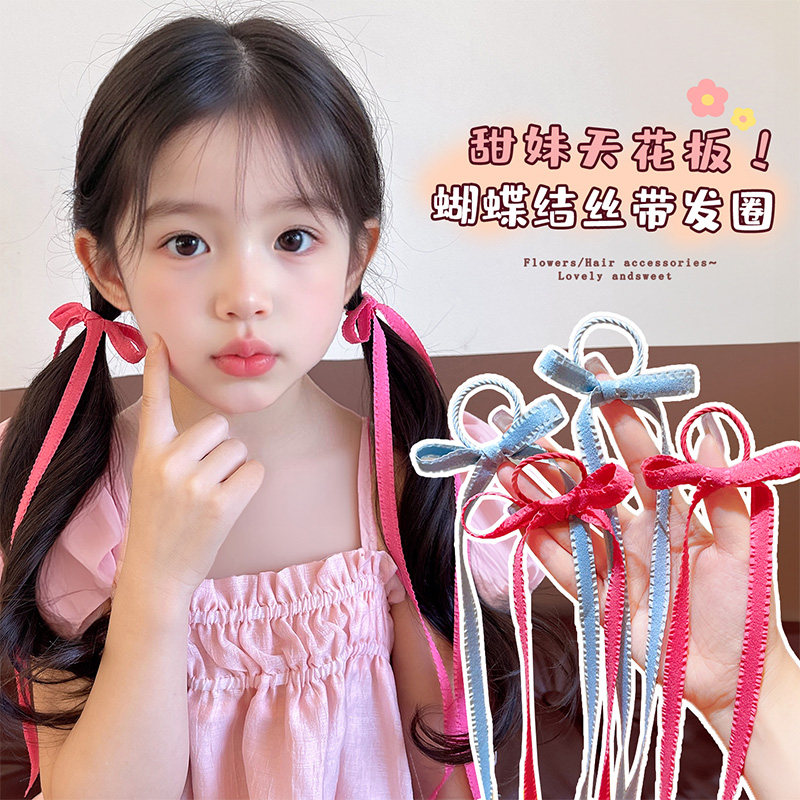 发圈女童飘带蝴蝶结头饰女孩古风发饰宝头绳女童小女孩编发发绳