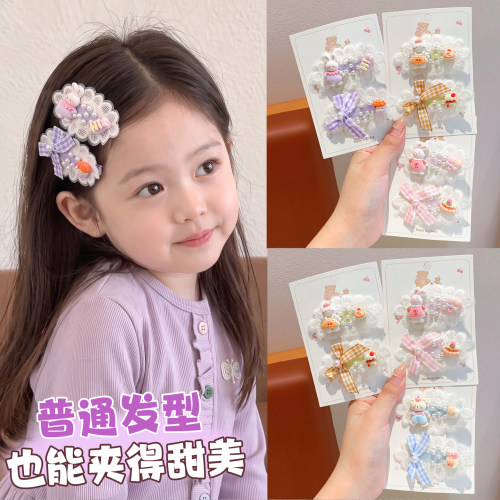 嗯嗯女童可爱蕾丝小兔包布发夹