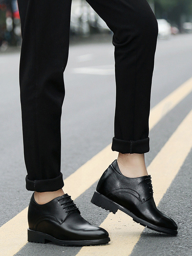 AUTUMN LEATHER MENS LEATHER SHOES INNER HEIGHTENED MENS SHOES INVISIBLE THICK-SOLED FORMAL WEDDING SHOES BUSINESS CASUAL MENS SHOES 10CM