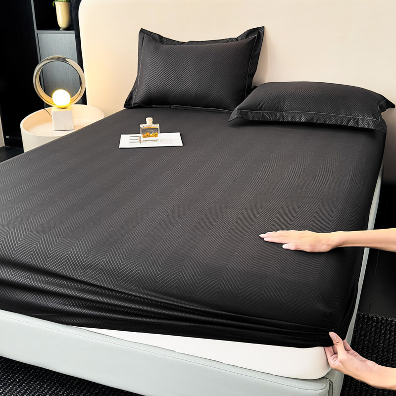 夏季外贸款黑色磨毛水洗棉床笠枕套男生耐脏学生宿舍床单三件套