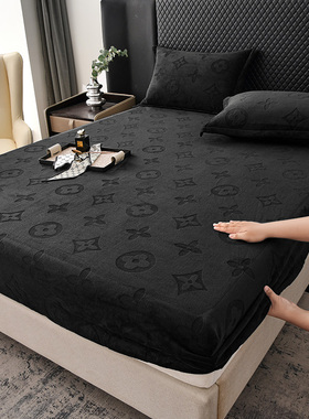 潮牌网红四叶草黑色牛奶绒床笠枕套男生耐脏学生宿舍床单人三件套