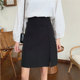 韩版 半身裙女高腰A字短裙2026春夏季 新款 黑色职业开叉包臀一0206r