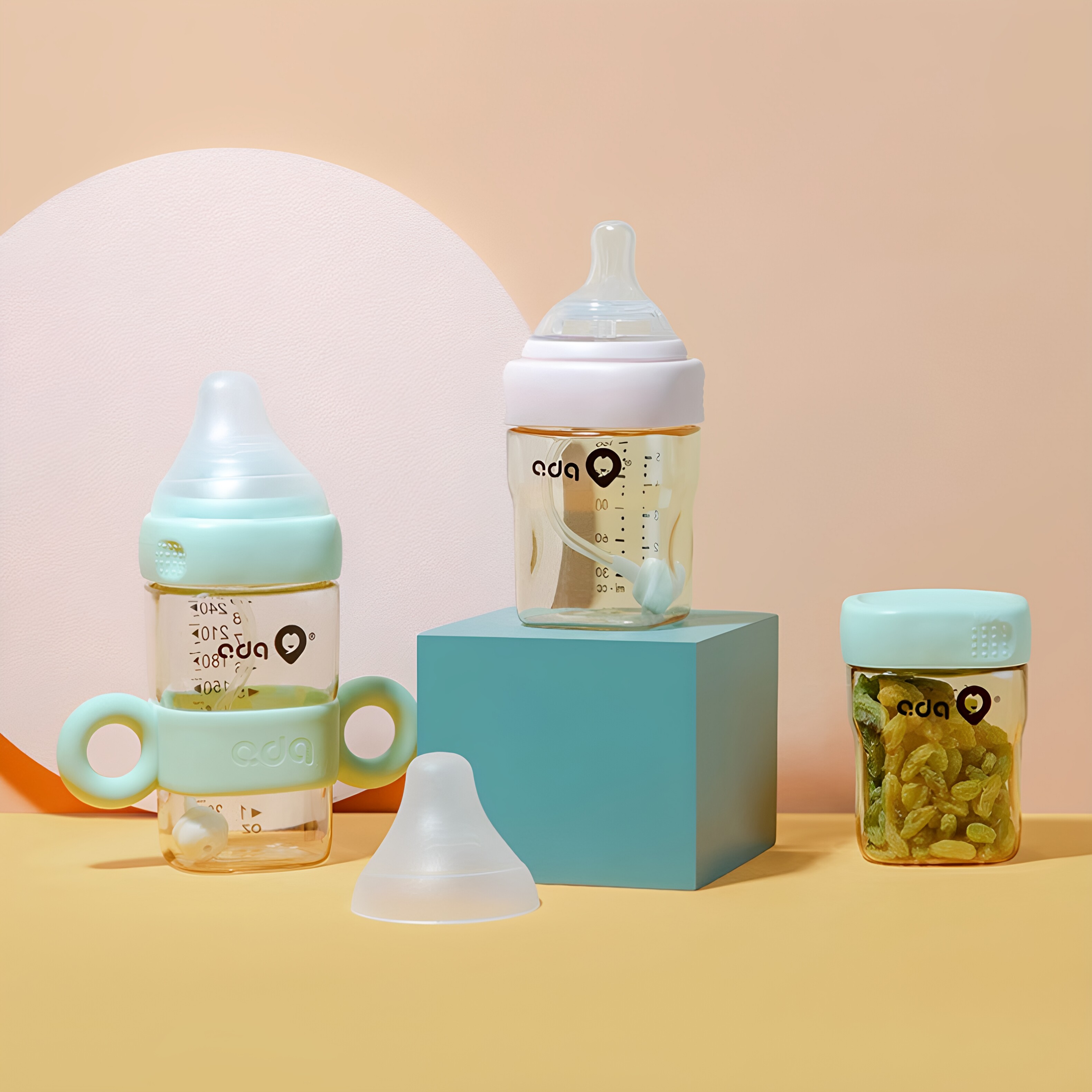 adq爱多奇方形奶瓶配件婴儿食品级硅胶奶嘴鸭嘴吸管嘴直饮嘴喝水