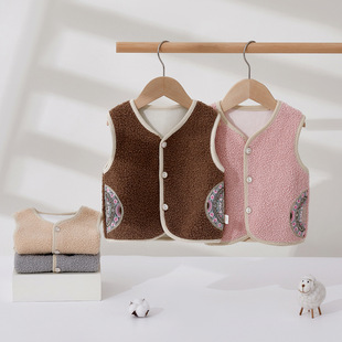 儿童马甲秋冬季婴儿加厚外穿坎肩女宝宝背心加绒保暖国风马夹冬款