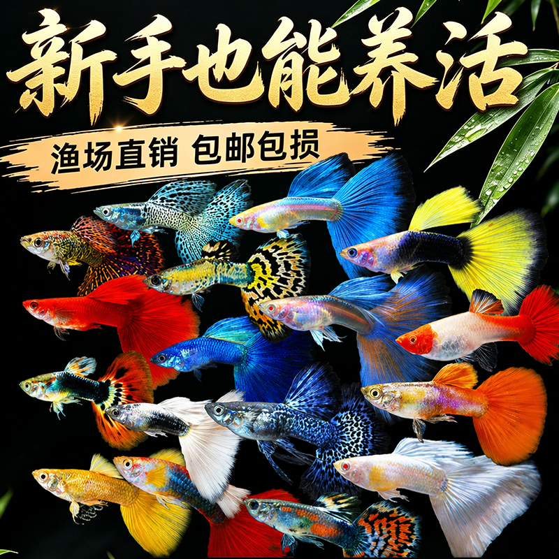 孔雀鱼纯种观赏鱼淡水好养小型热带鱼活体清道夫斑马金鱼小鱼鱼苗