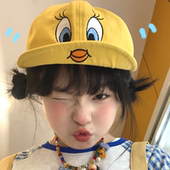 瑞同学原创 韩国崔弟翠儿翻檐鸭舌帽子可爱小黄鸭刺绣翠迪棒球帽