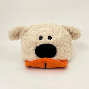 新品速递~可爱卷毛小狗吐舌头鸭舌帽女秋冬保暖搞怪显脸小棒球帽