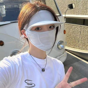 学车防晒黑带帽檐全脸防晒面罩女夏季防紫外线遮阳冰丝口罩脸基尼