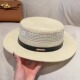 老钱风夏天平顶奶白色草帽女遮阳防晒空顶帽透气太阳帽高级感礼帽