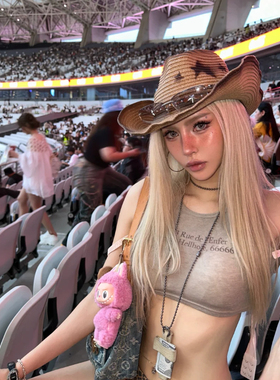 美式复古~西部牛仔帽大头围显脸小遮阳防晒夏季户外登山牛仔草帽