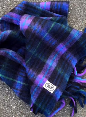 千千晚星神秘感星空黑紫色围巾女冬季加厚保暖仿羊绒围脖软糯不扎