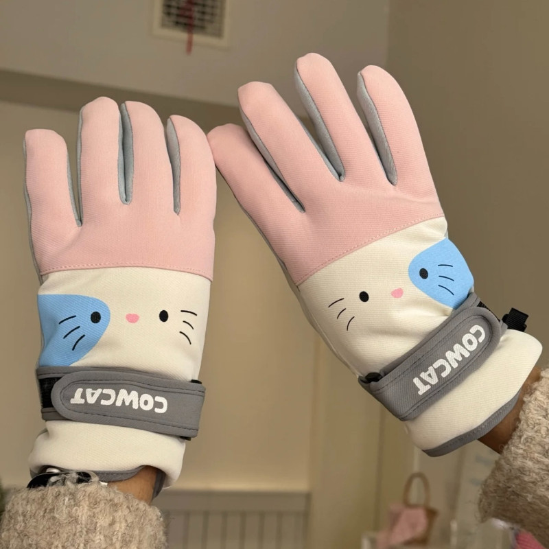 2025新款~可爱猫咪防寒手套冬季户外骑行加厚保暖防风可触屏手套