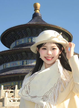 清冷感小说女主羊毛蝴蝶结翻檐卷边礼帽女秋冬季古早名媛渔夫帽子