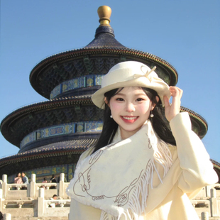 清冷感小说女主羊毛蝴蝶结翻檐卷边礼帽女秋冬季古早名媛渔夫帽子