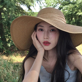 赫本风大帽檐草帽女2025新款 法式 度假风遮阳防晒太阳帽 升级版