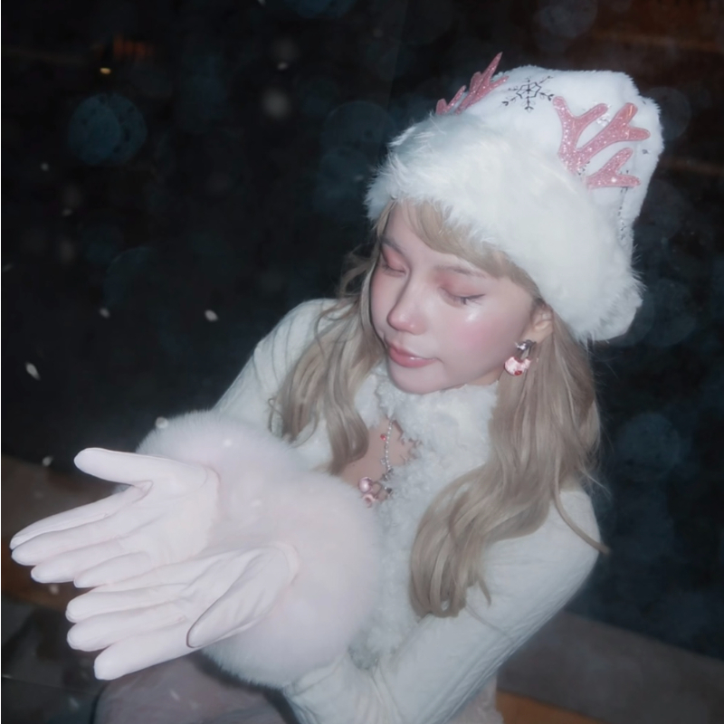 雪花氛围感~麋鹿角银色亮片雪花圣诞帽女圣诞节装扮头饰拍照道具
