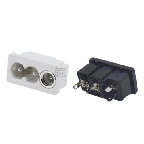 DC+AC二合一AC插座交流插座八字插座四脚三芯双用电源接口母座8字