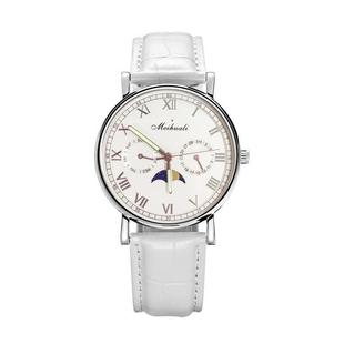 美华丽meihuali 2026多功能腕表 男士 女士 白色商务休闲真皮手表