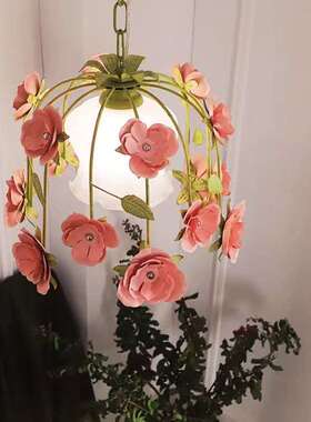 灯姬法式复古吊灯卧室灯主卧2023新款美式浪漫玫瑰花植物餐厅灯具