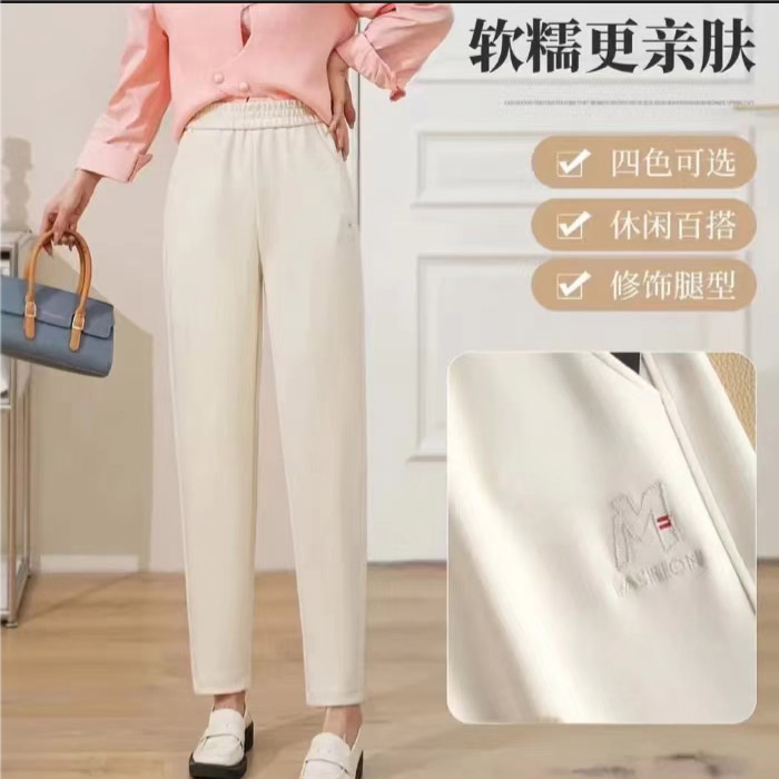 严选大码软糯舒适的春秋夏三季中老年妈妈女裤女士哈伦休闲长裤