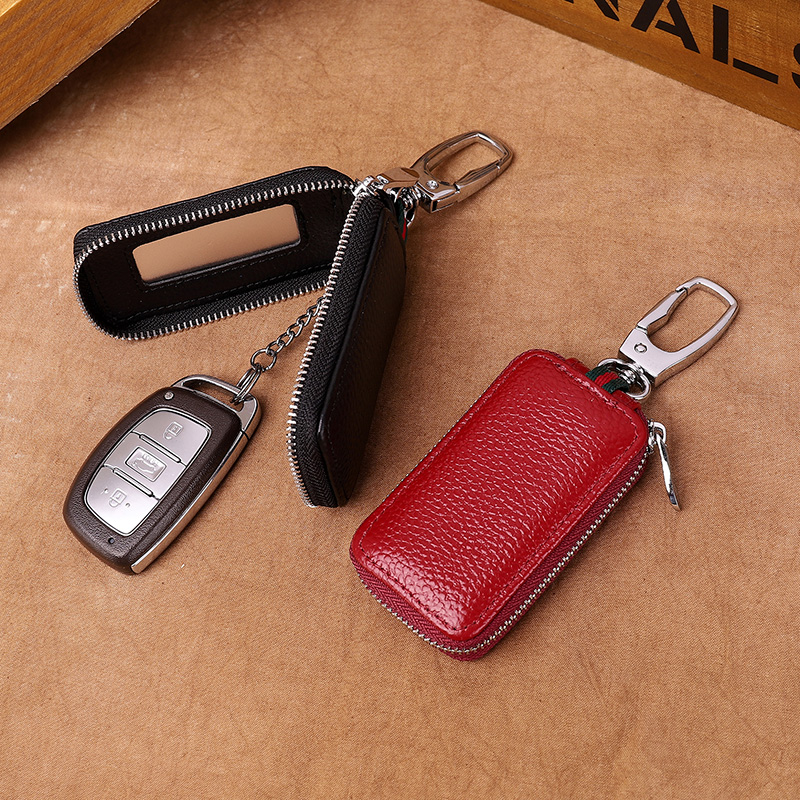 牛皮新款通用车钥匙包透明窗