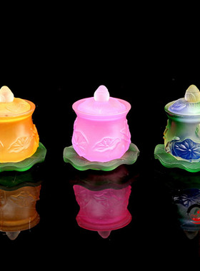 琉璃彩色莲花供水杯佛堂供佛贡水