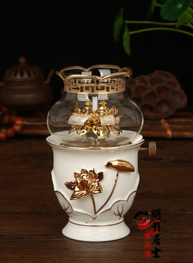 陶瓷彩绘液体酥油灯长明灯中国风