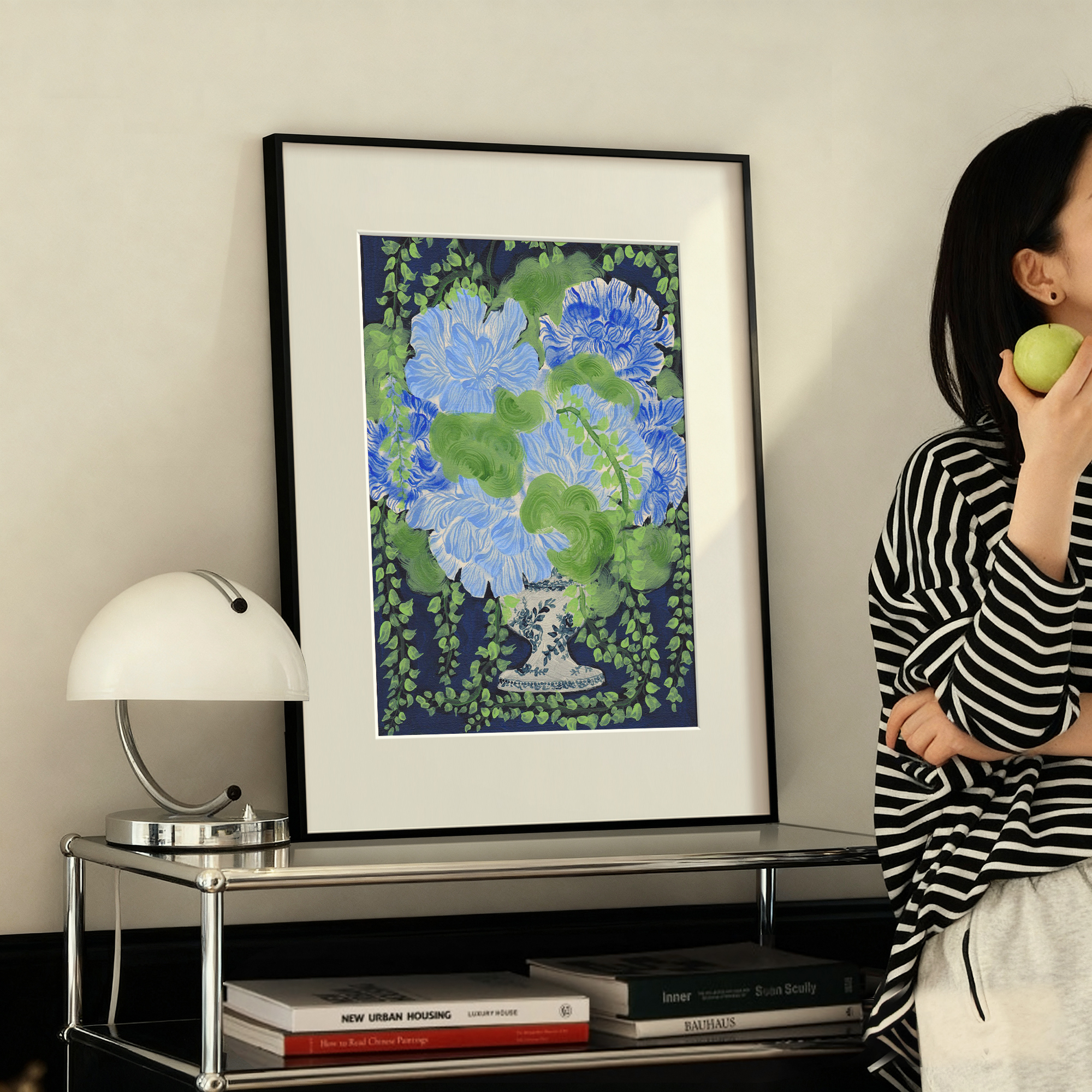复古中古风客厅装饰画艺术花卉床头卧室餐厅玄关过道绿色墙壁挂画图片