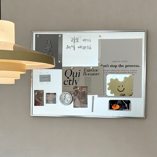 横款不锈钢色磁吸画面现代装饰画银色金属画框照片展示客厅背景墙