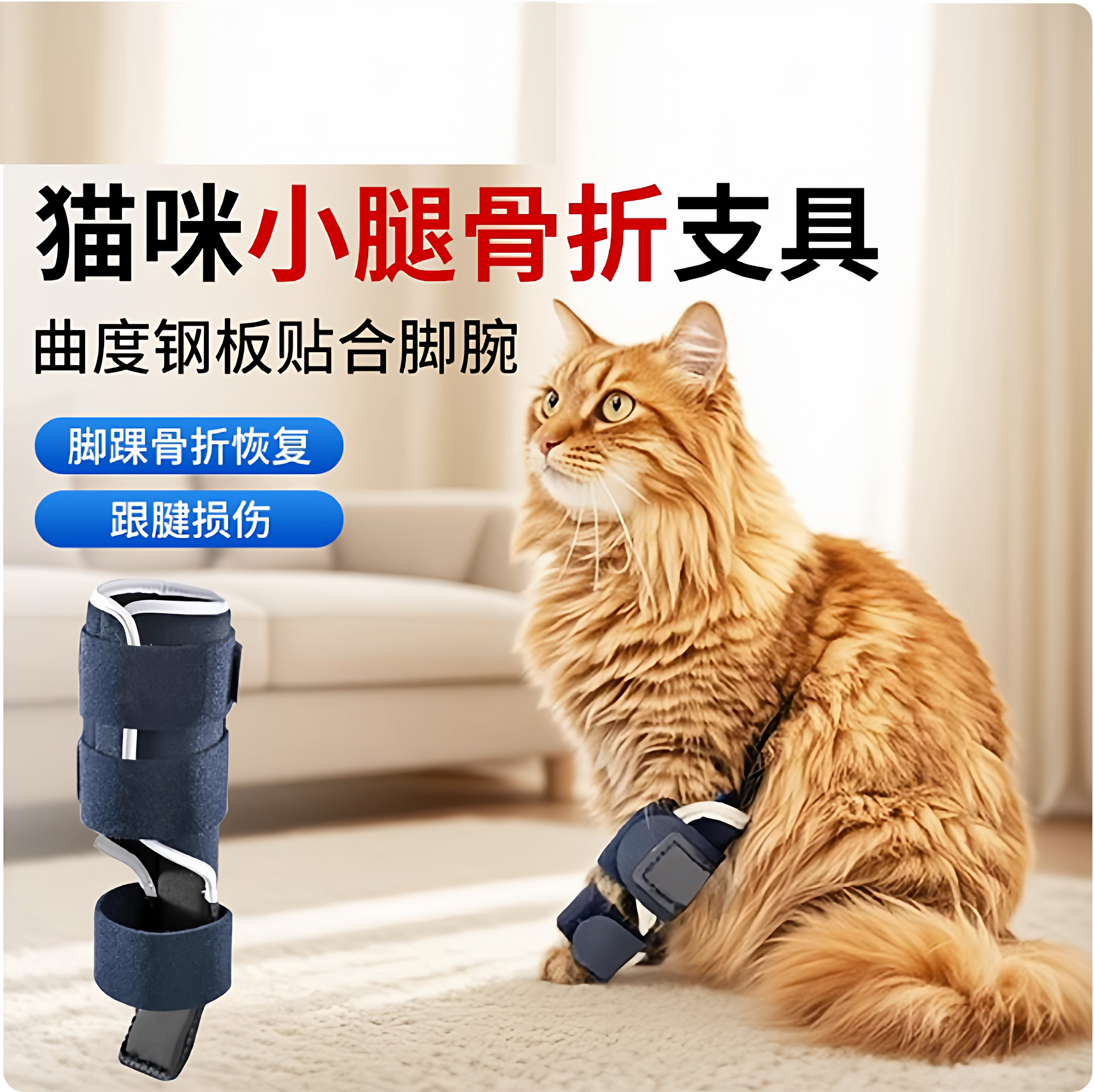 宠物猫咪小腿骨折固定支具脚踝受伤护具套腿关节脱位骨关节疼痛