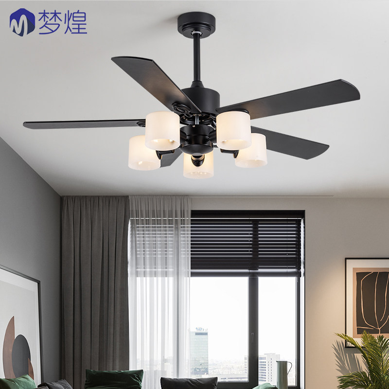 美式风扇灯吊扇灯餐厅客厅家用大风力复古简约变频一体电风扇吊灯