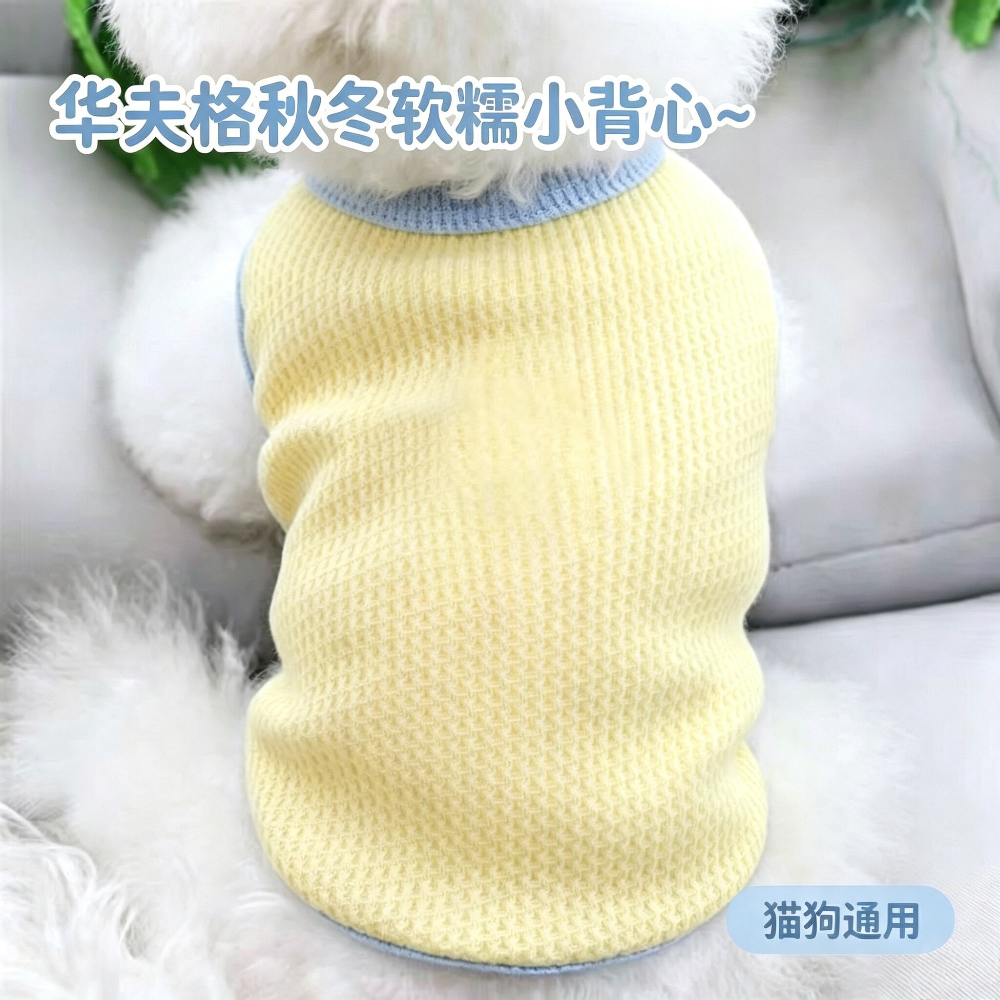 软糯华夫格宠物背心猫狗通用秋冬保暖打底衣比熊泰迪小型犬衣服