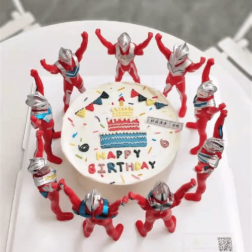 凹凸曼打怪兽超人蛋糕装饰品摆件宇宙英雄卡通儿童生日派对装扮插