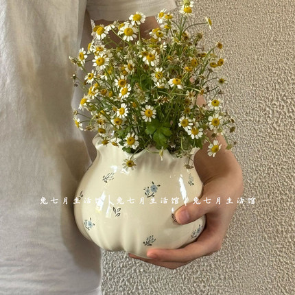 兔七月|陶瓷花瓶法式高级感鲜花装饰摆件厨房储物罐客厅装饰收纳