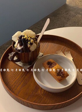 圆形木托盘ins风餐盘日式木质茶盘托盘家用杯子收纳盘蛋糕盘子