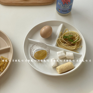 【清仓捡漏】ins简约陶瓷盘圆形三格餐盘减脂餐具水果早餐分格盘