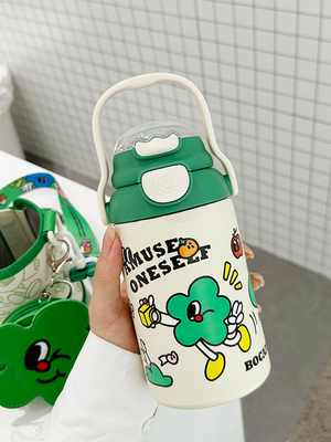 儿童保温杯女带吸管水杯新款2023食品级316便携宝宝水壶学生杯子