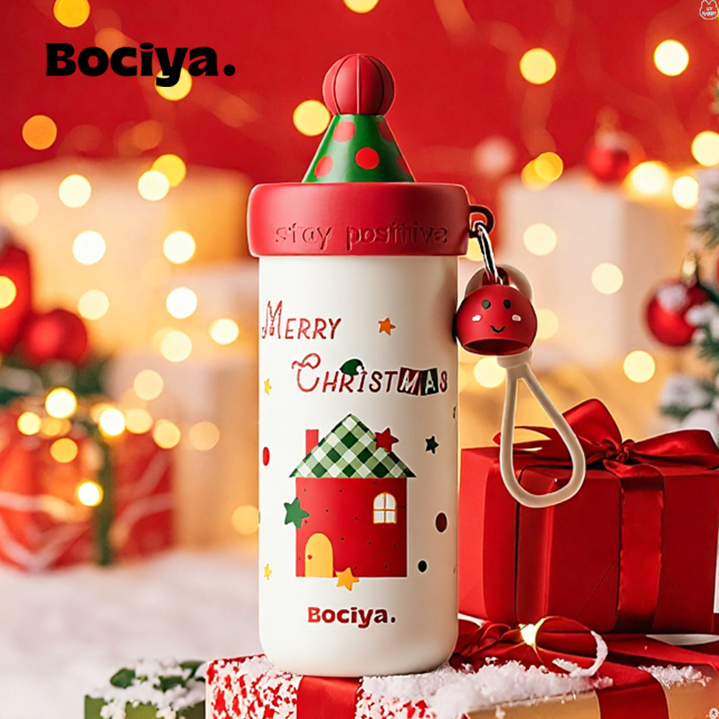 bociya新年保温杯高颜值生日礼物水杯2025新款儿童保暖带吸管杯子