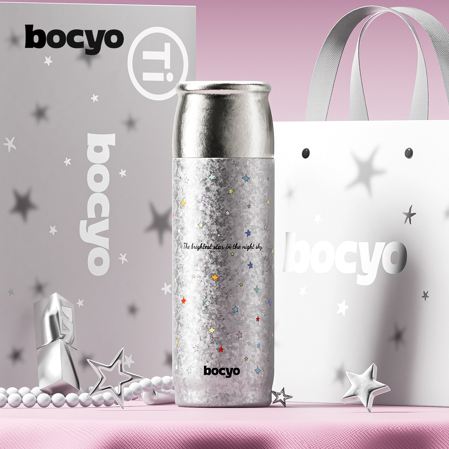 bocyo纯钛茶水分离便携保温杯图片